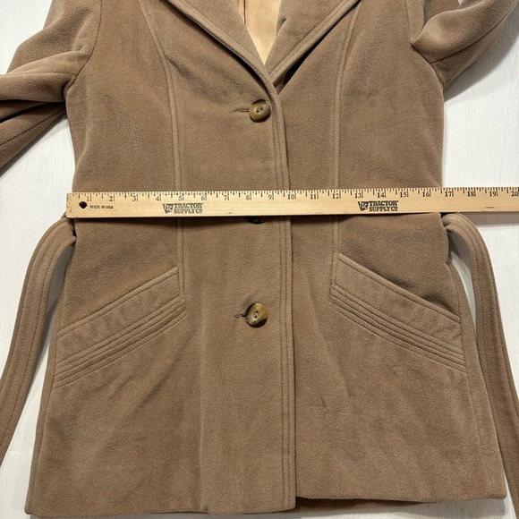 Vintage Juli se Roma Italian Cashmere Coat Women’s 10 Tan Belted Peacoat - Picture 4 of 12
